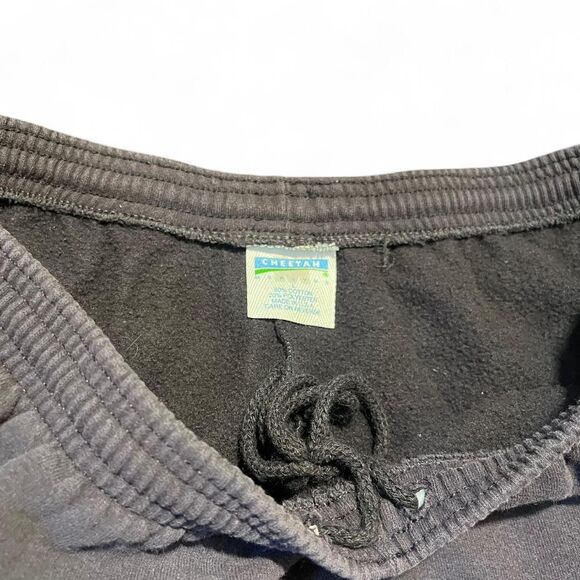 Vintage 90s Usa Made Cheetah Blank Black Cuffed Sweatpants Sz L READ DESC - Picture 4 of 6